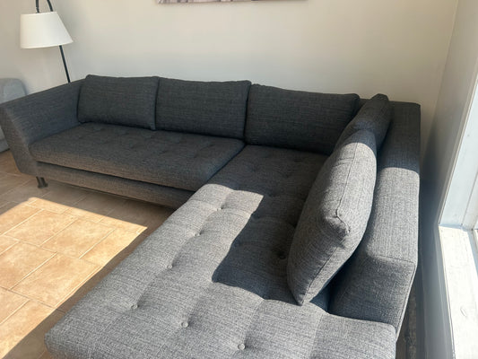 Janis divan sectionnel en tissu gris foncé