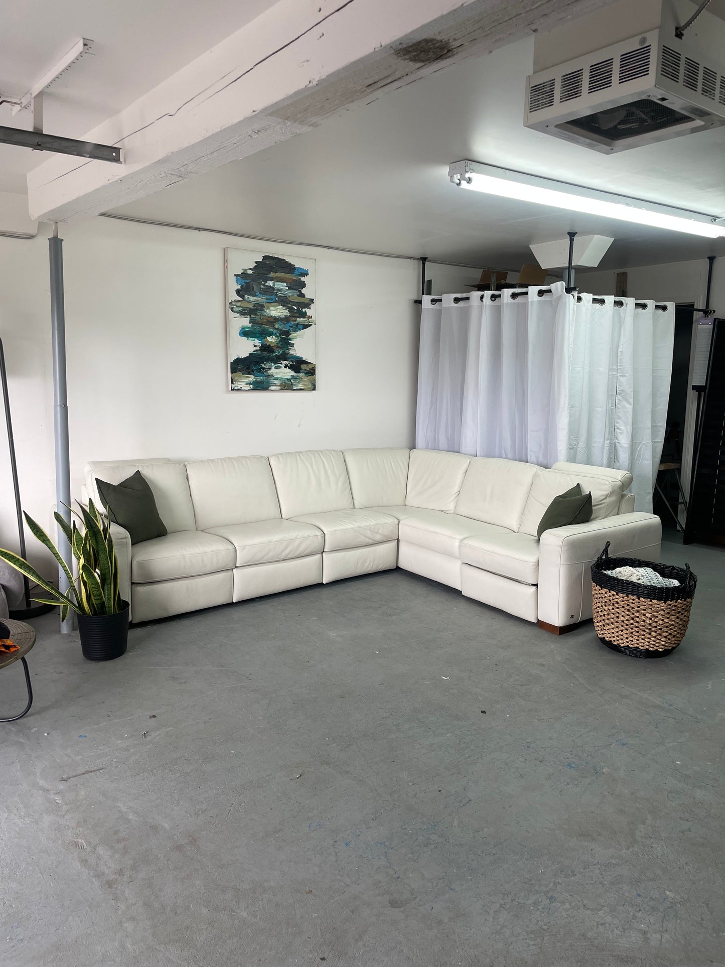 Sectionnel ItalSofa en cuir véritable blanc