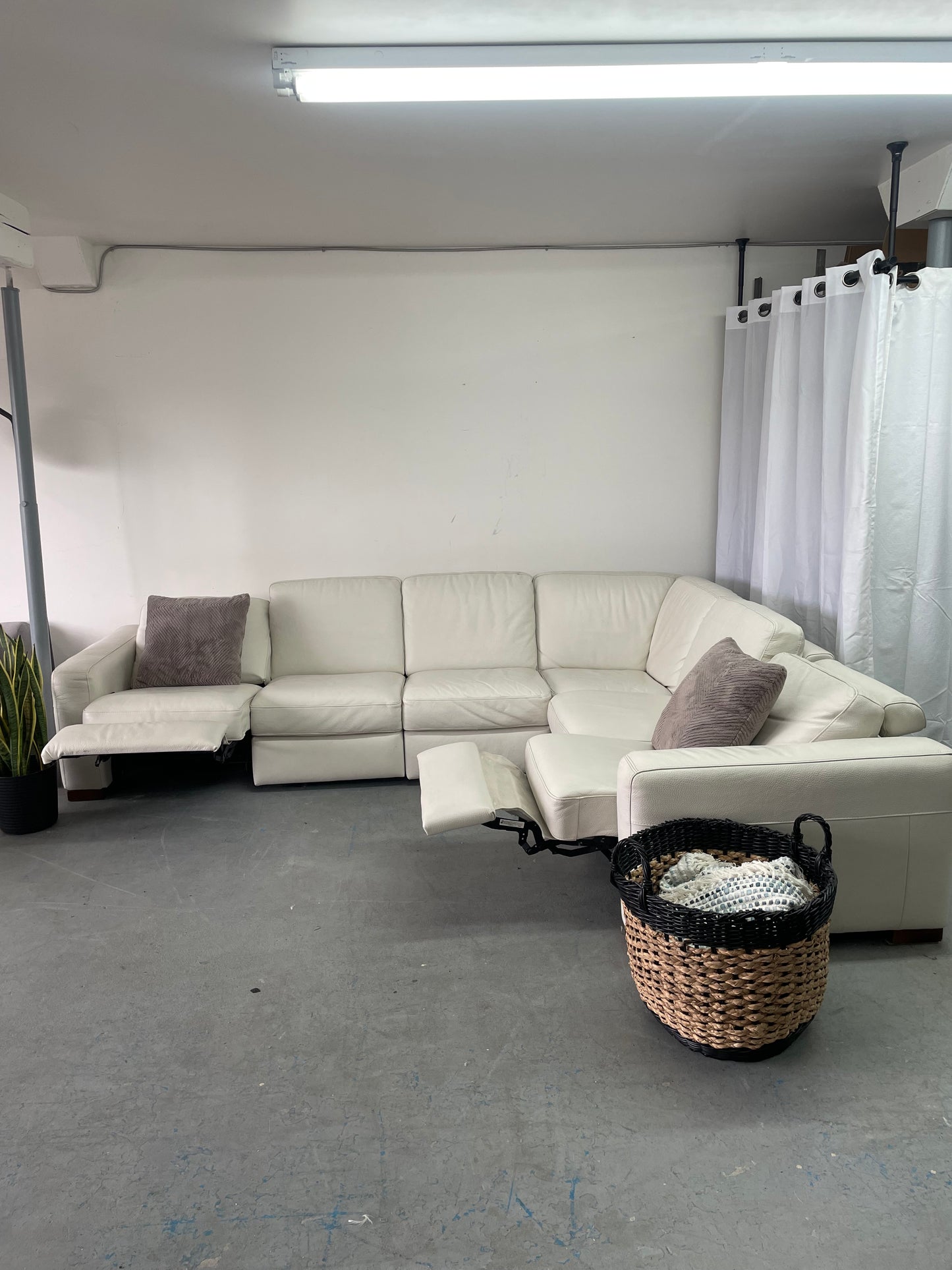 Sectionnel ItalSofa en cuir véritable blanc