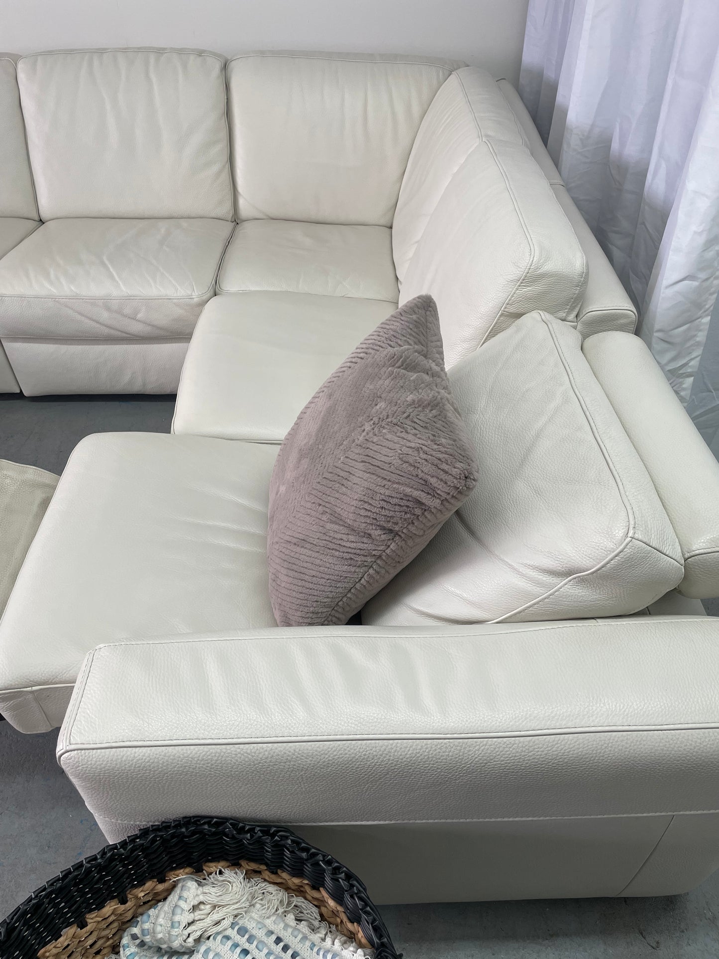 Sectionnel ItalSofa en cuir véritable blanc