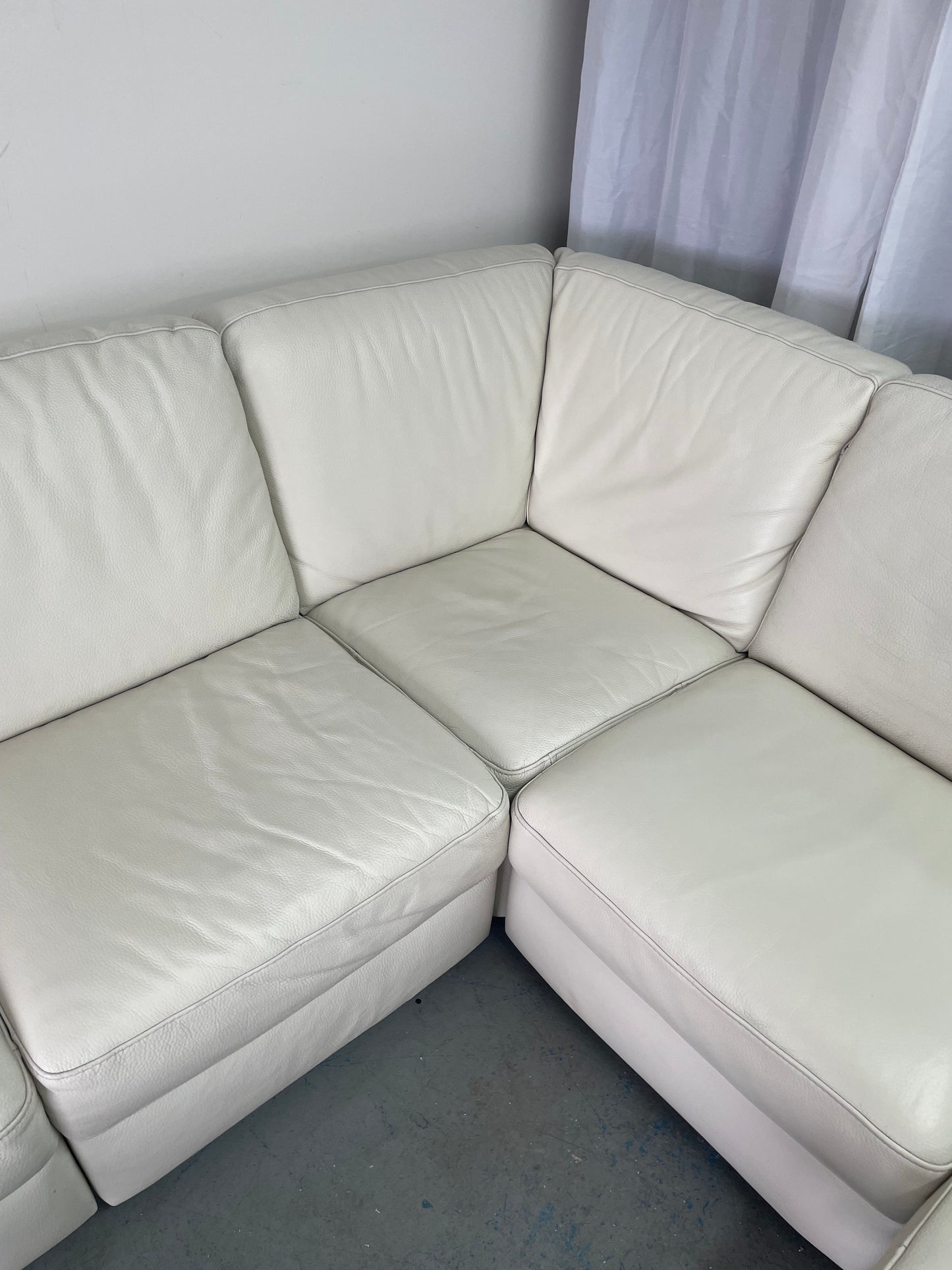 Sectionnel ItalSofa en cuir véritable blanc